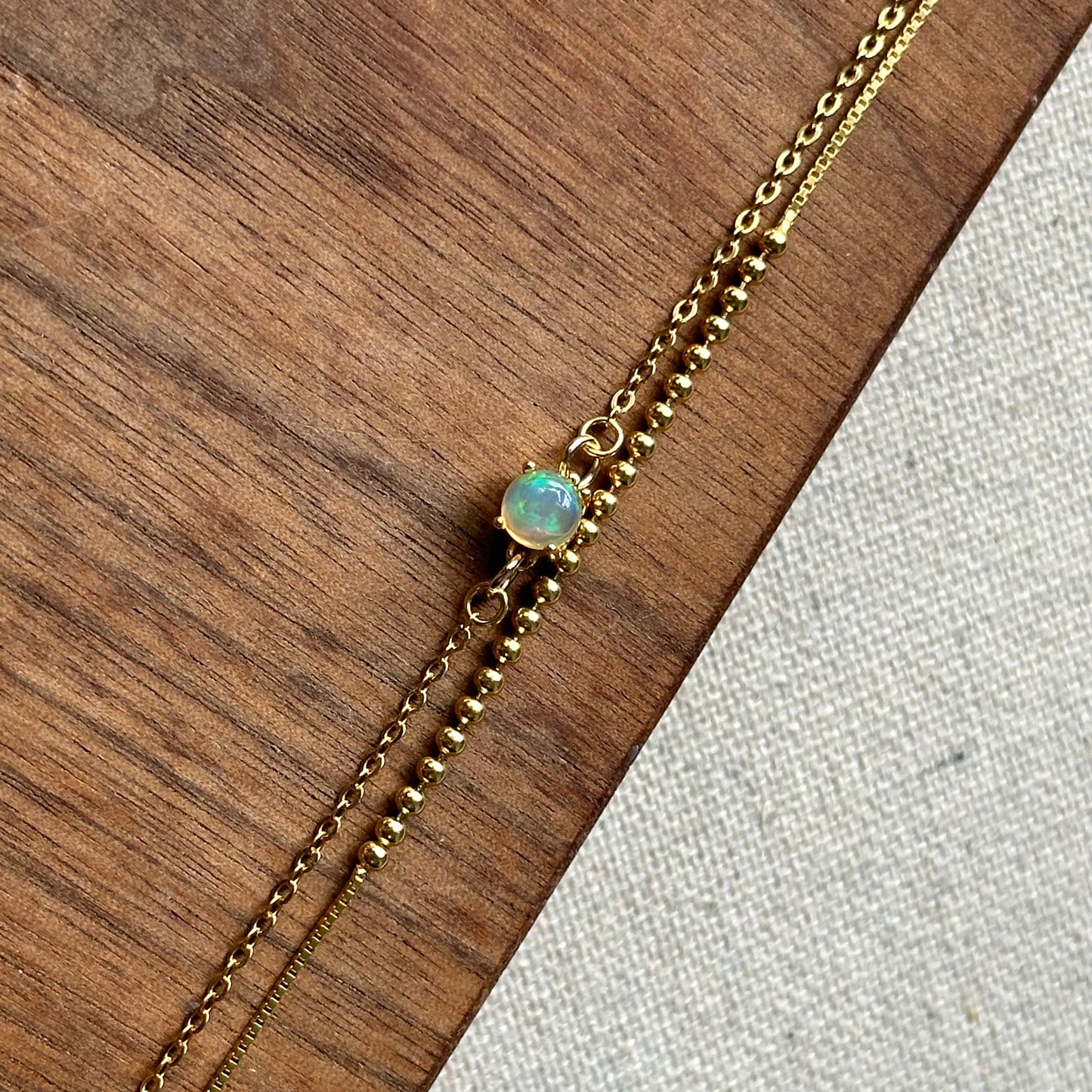 Opal Double Layer Gold-plated Sterling Silver Bracelet