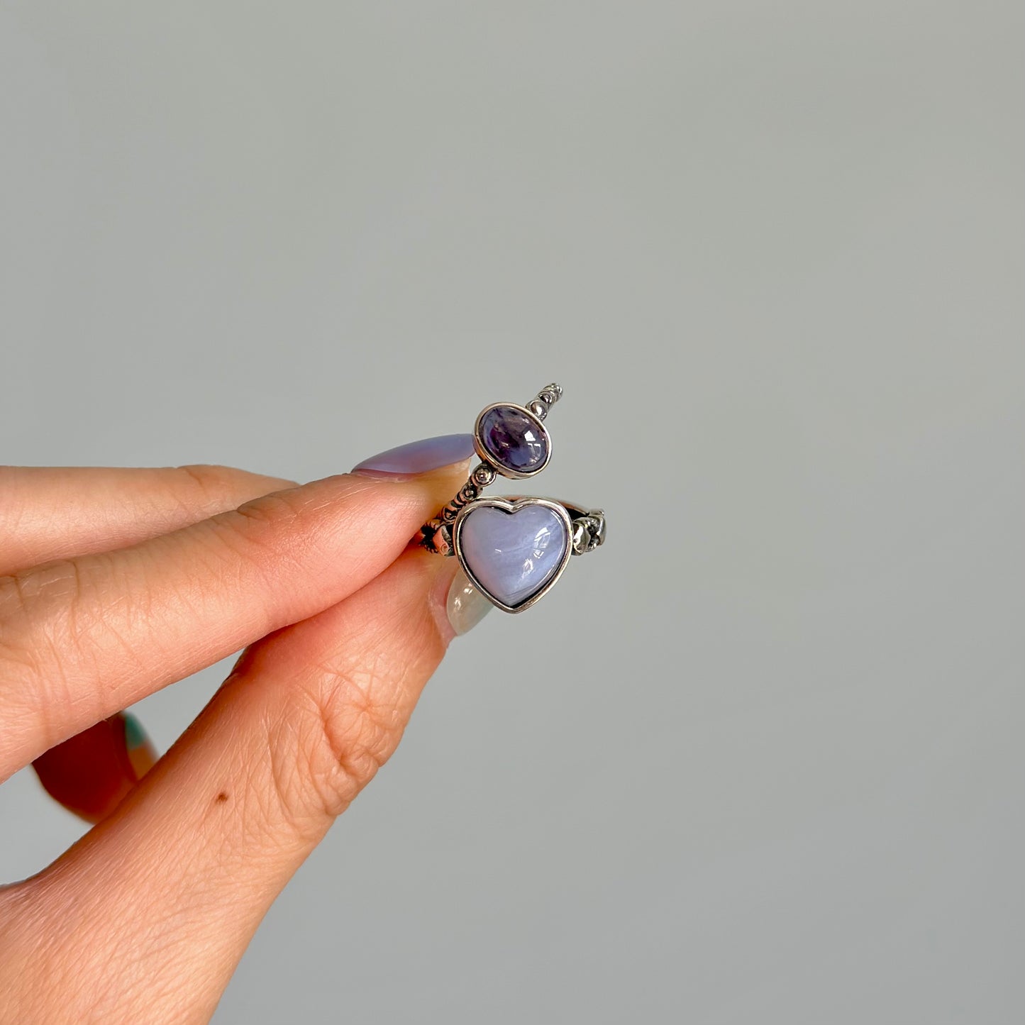 Iolite Cabochon Adjustable Sterling Silver Ring