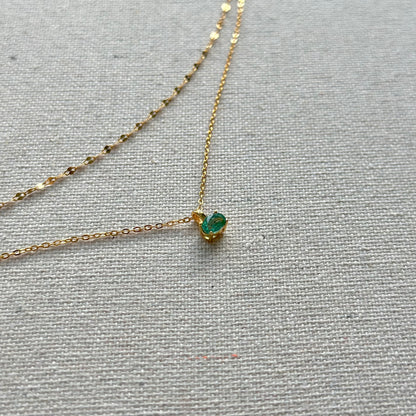 Emerald May Birthstone Double Layer Gold-plated Necklace