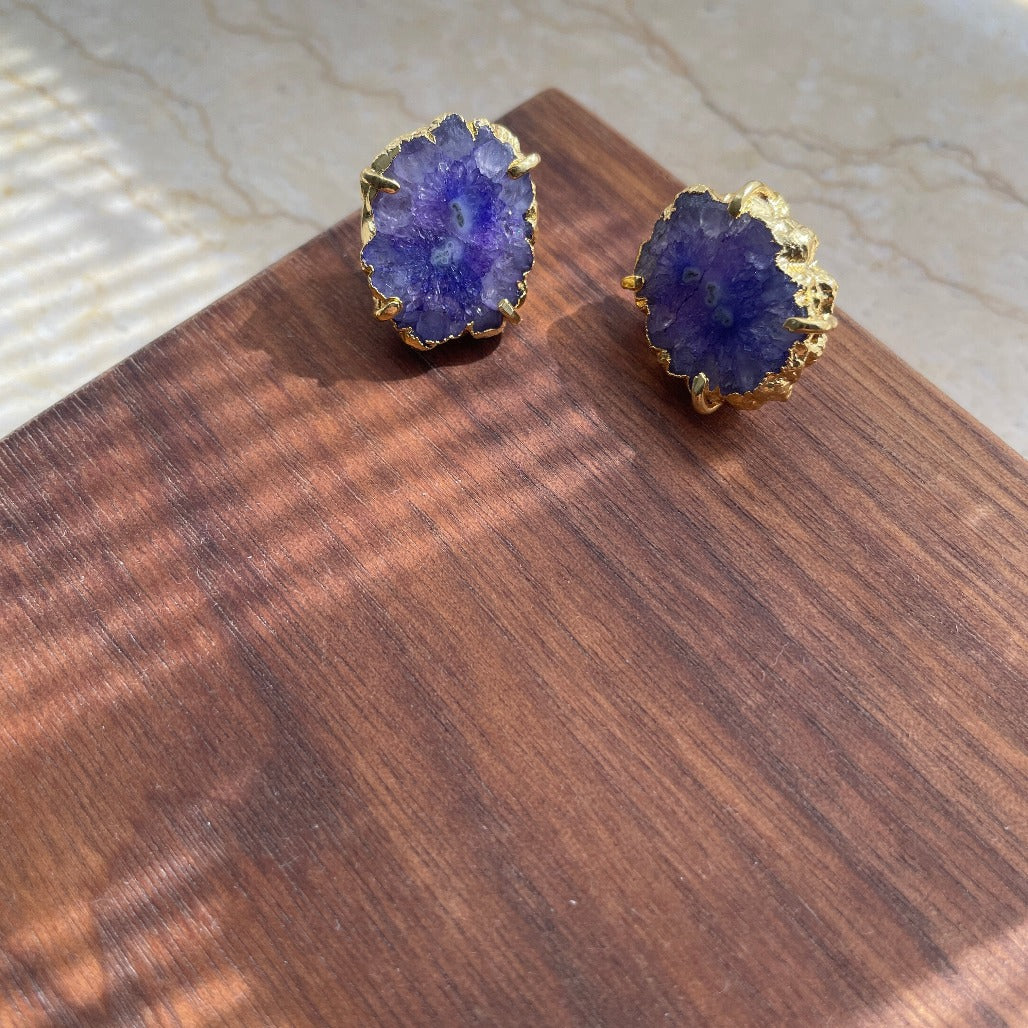 Blue Agate Ear Stud