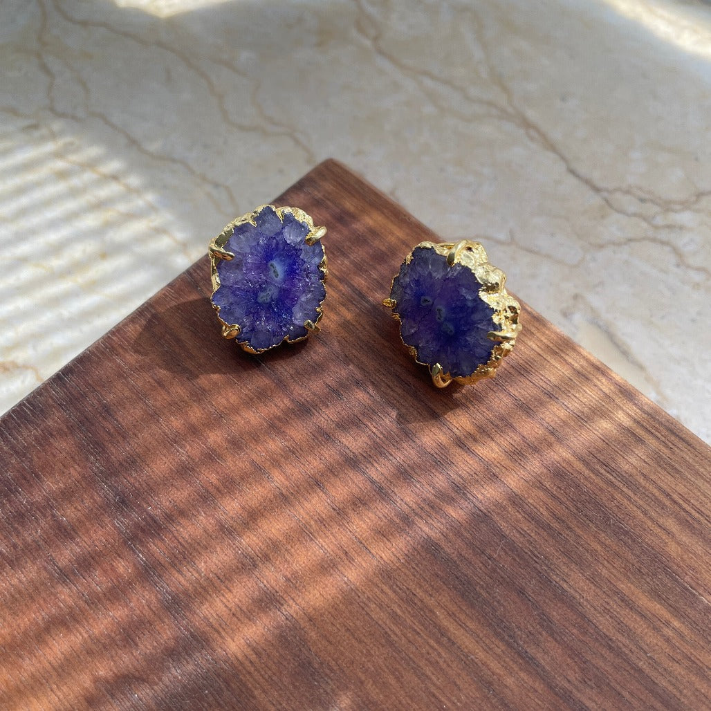 Blue Agate Ear Stud