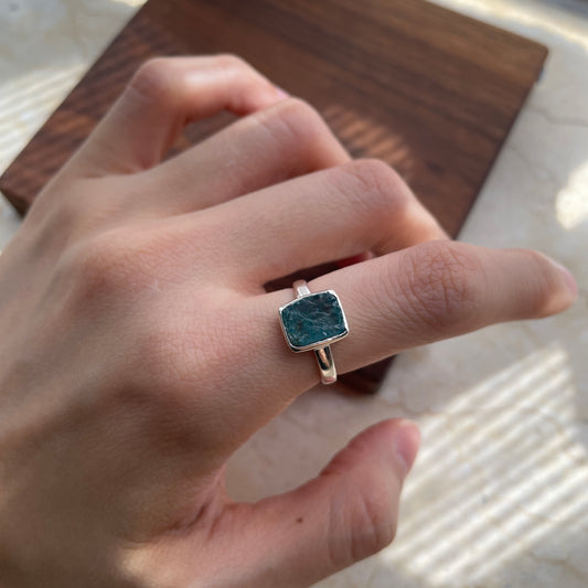 Raw Apatite Sterling Silver Ring