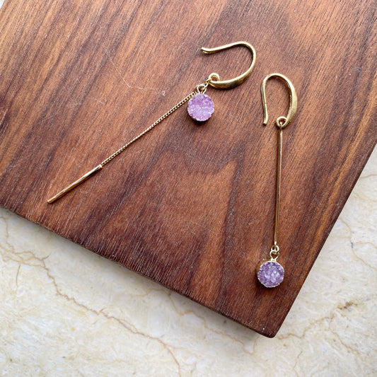 Fuchsia Druzy Stone Earring