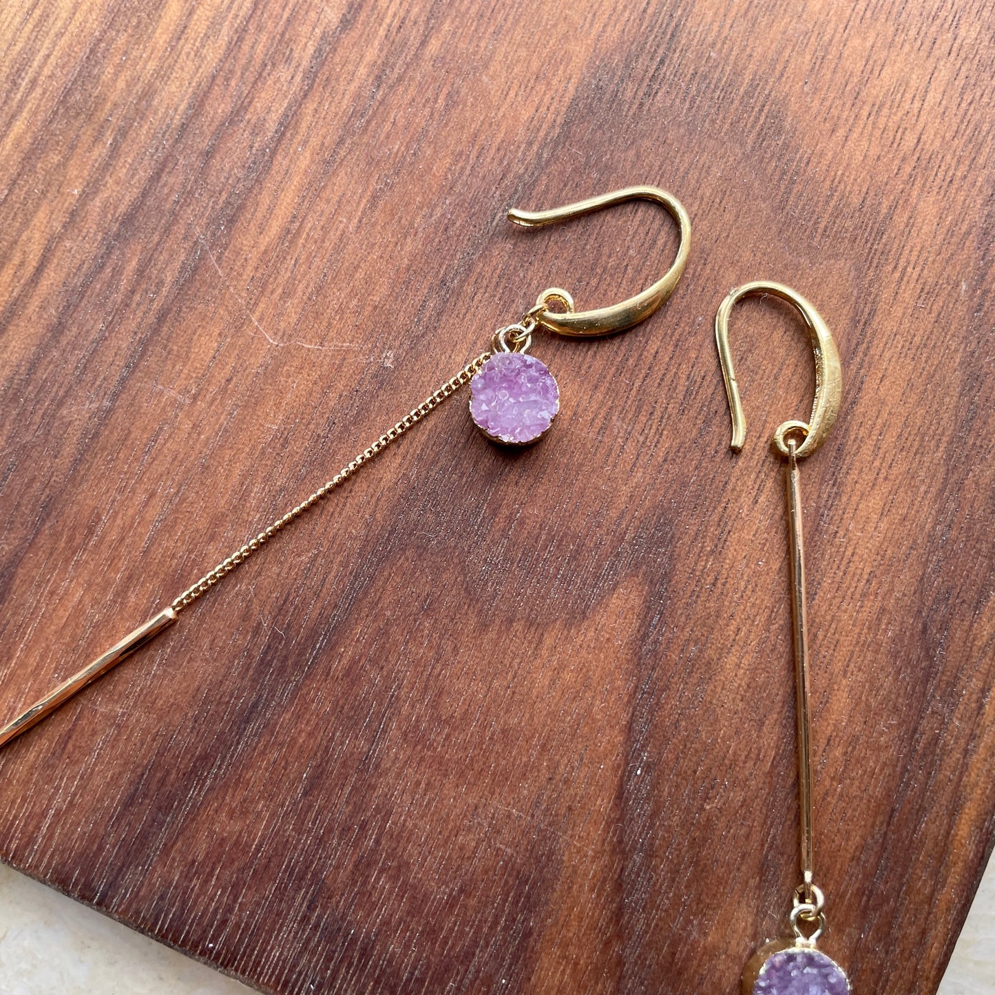 Fuchsia Druzy Stone Earring