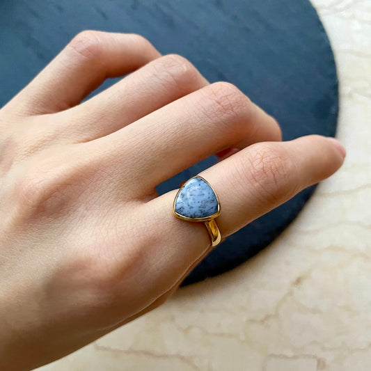 Dentritic Agate Adjustable Gold-plated Ring