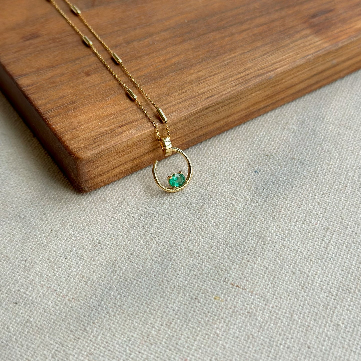 Emerald Two-way Gold-plated Sterling Silver Necklace