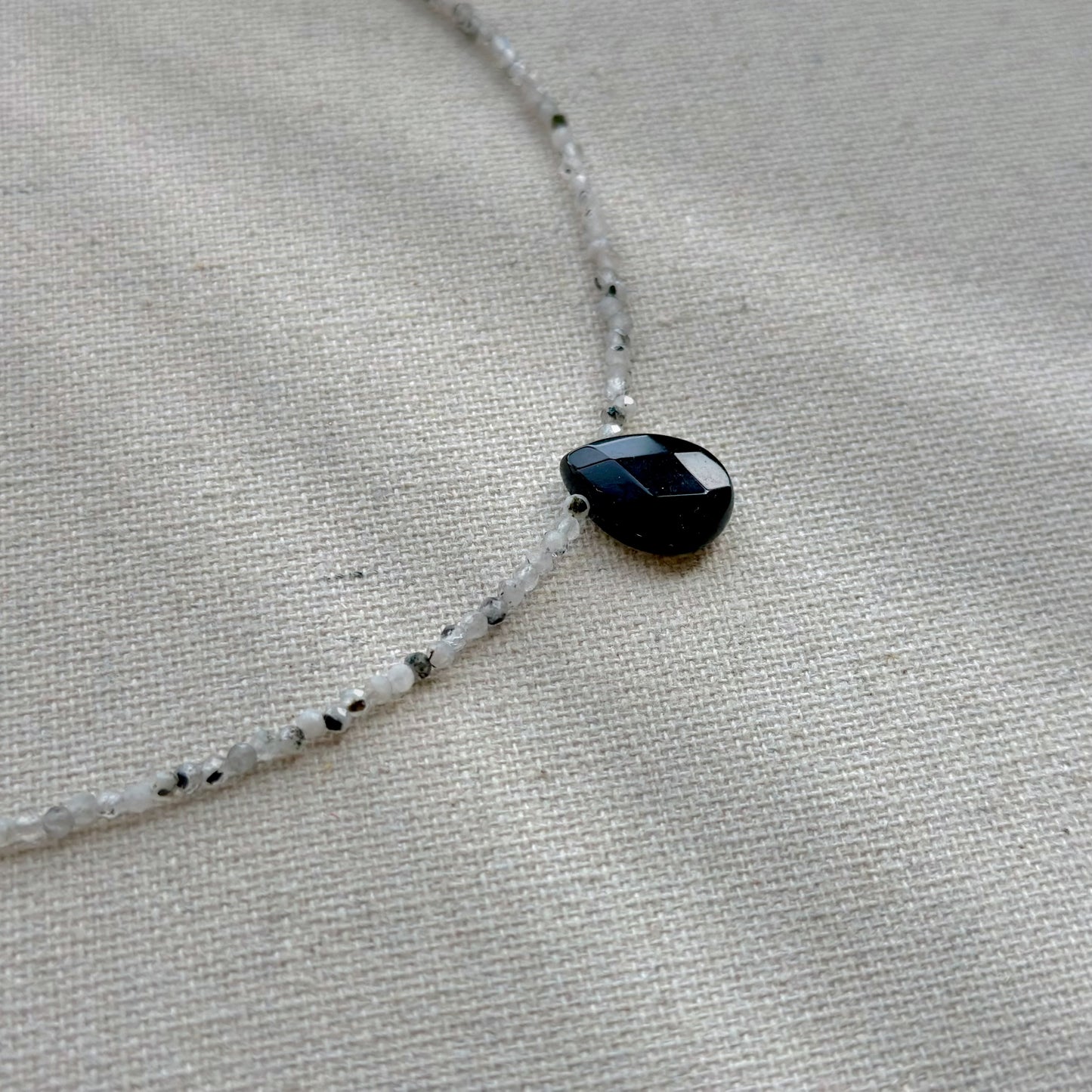 Onyx And Black Rutilated Quartz Beaded Necklace