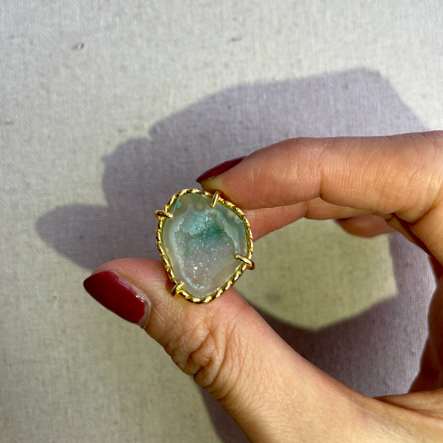 Agate Geode Adjustable Gold-plated Ring