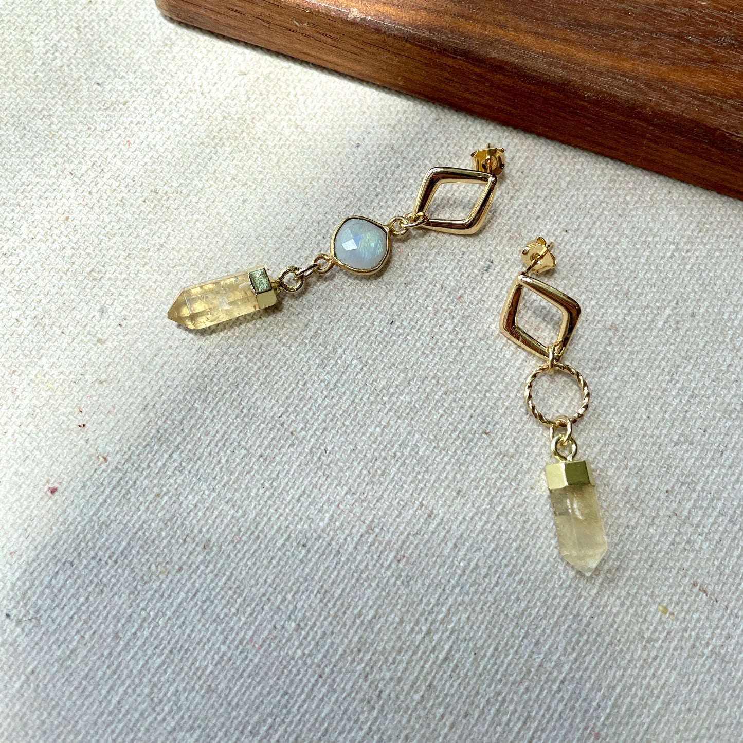 Citrine And Moonstone Earring