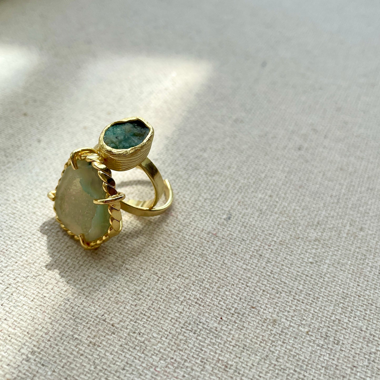 Agate Geode Adjustable Gold-plated Ring