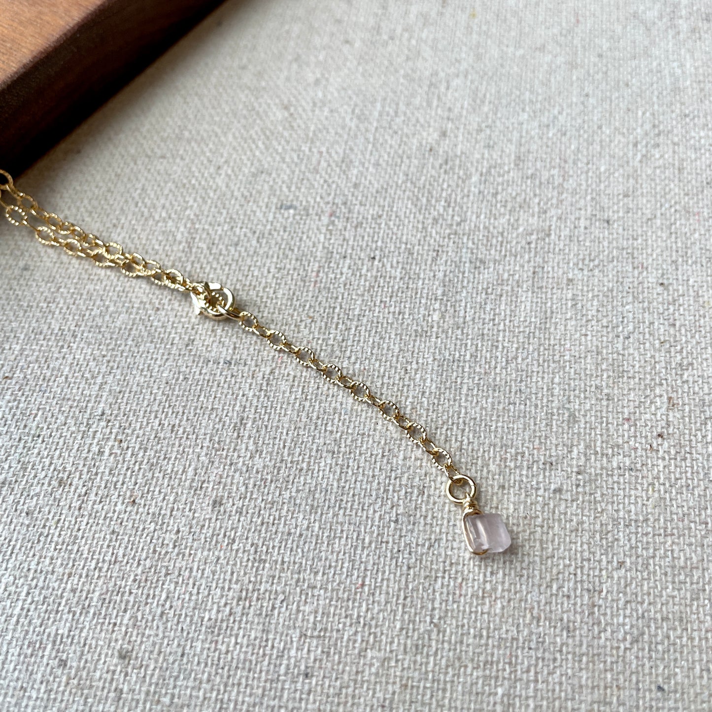 Rose Quartz Adjustable  Long Gold-plated Necklace