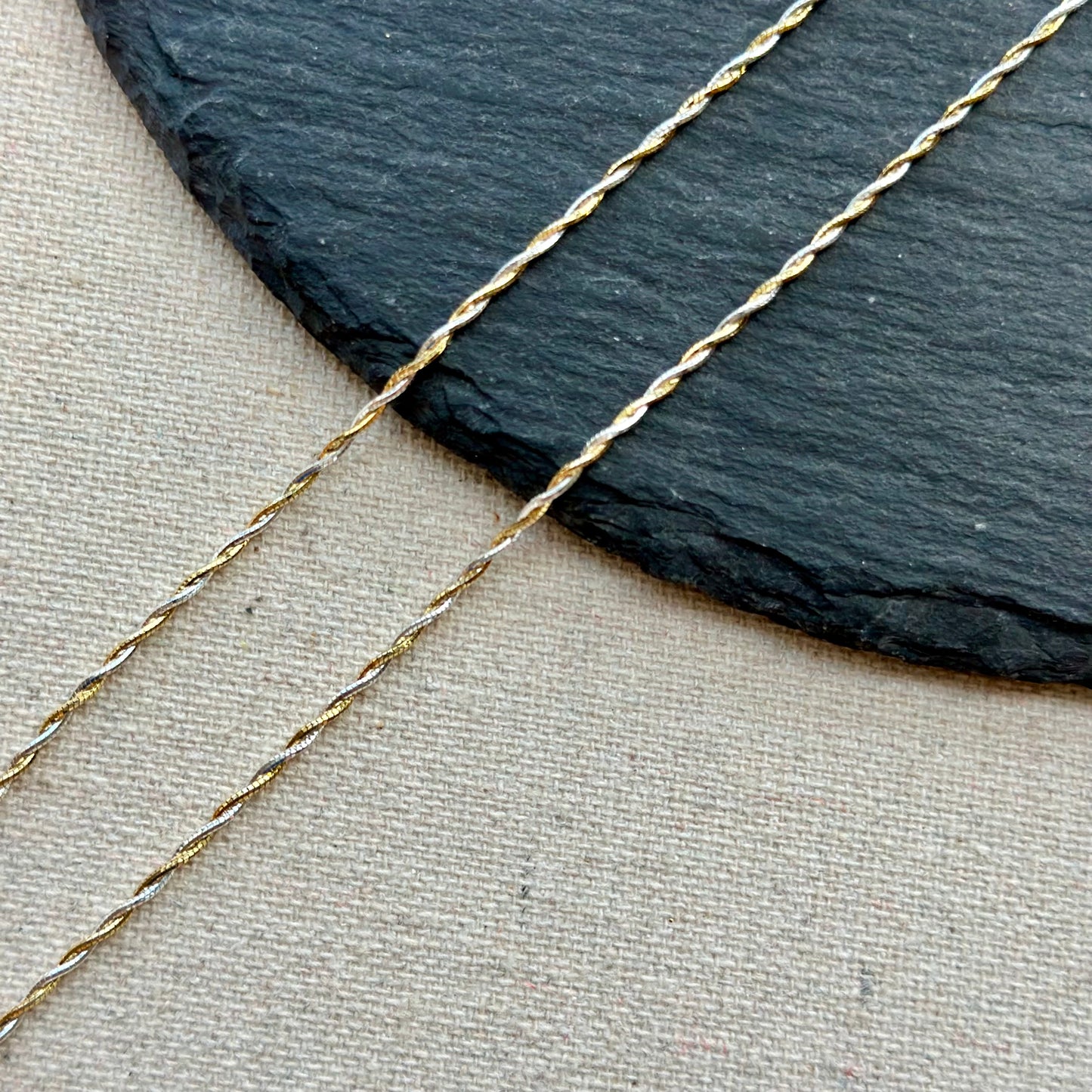 Two Tone Twisted Gold-plated Italian Sterling Silver Necklace