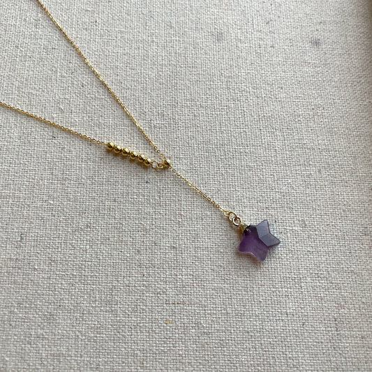 Star-shaped Amethyst Y-shaped Gold-plated Necklace