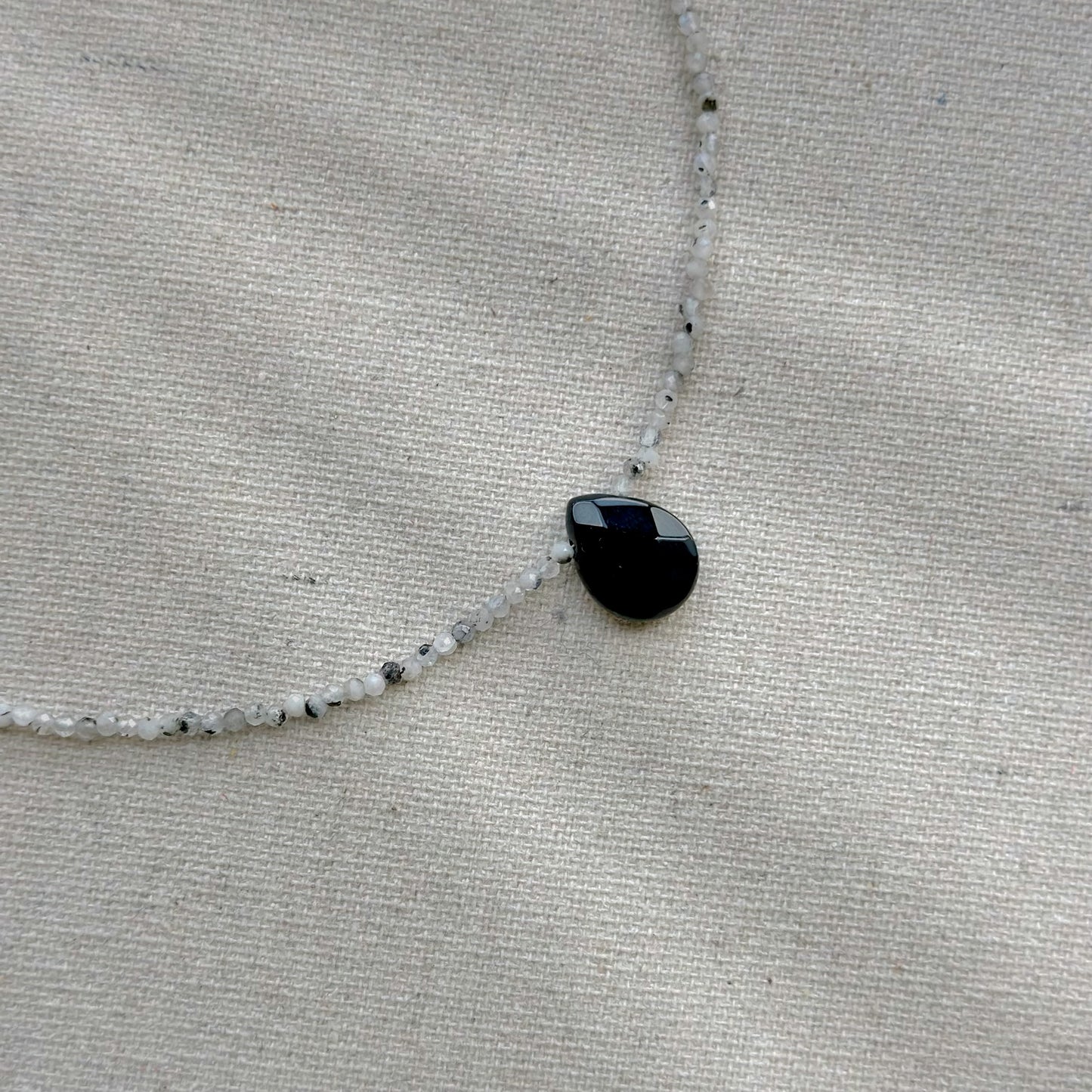 Onyx And Black Rutilated Quartz Beaded Necklace