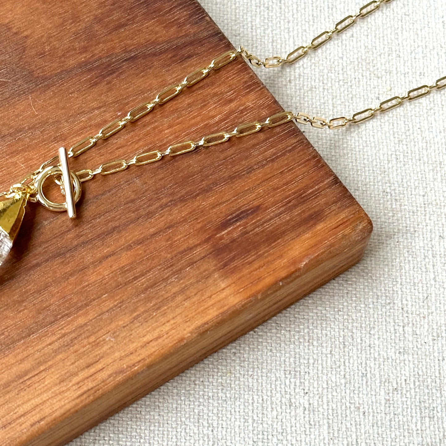 Copper Rutile Quartz Y-shaped Long Gold-plated Necklace