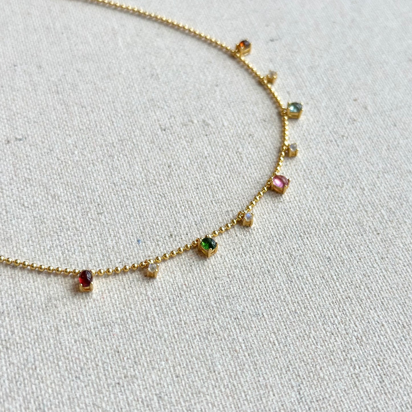 Multi-color Tourmaline Gold-plated Dangling Sterling Silver Necklace