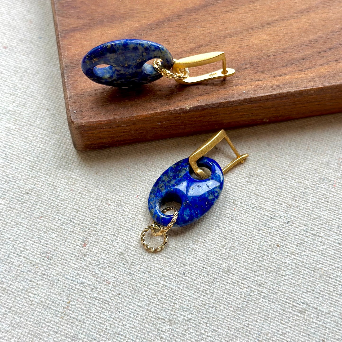 Cutout Lapis Multi-way Gold-plated Sterling Silver Ear Hoop