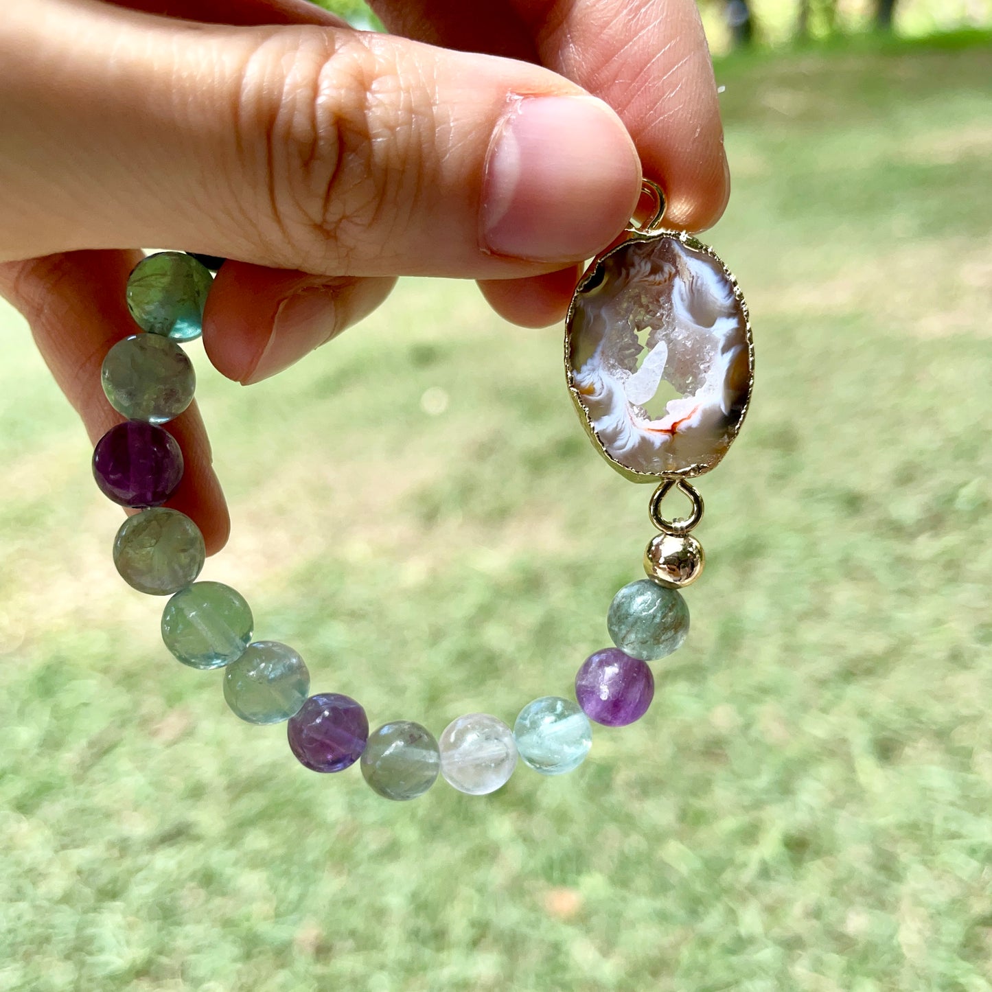 Agate And Fluorite Beaded Bracelet