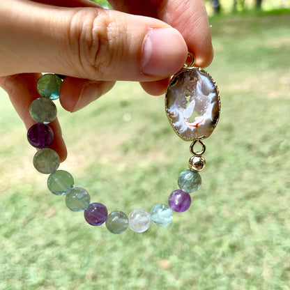 Agate And Fluorite Beaded Bracelet