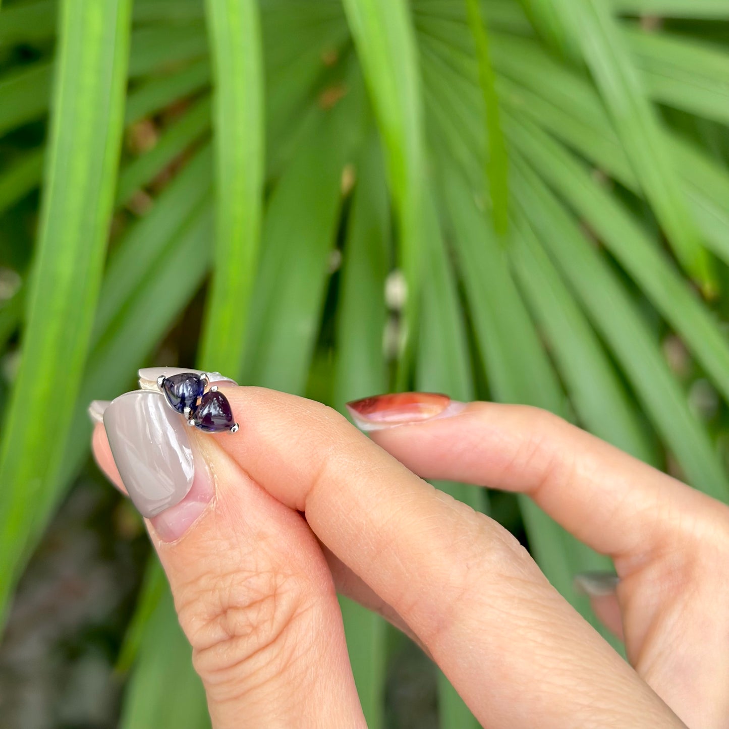 Iolite Heart Sterling Silver Ear Stud