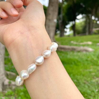 Moonstone And Freshwater Pearl Beaded Bracelet