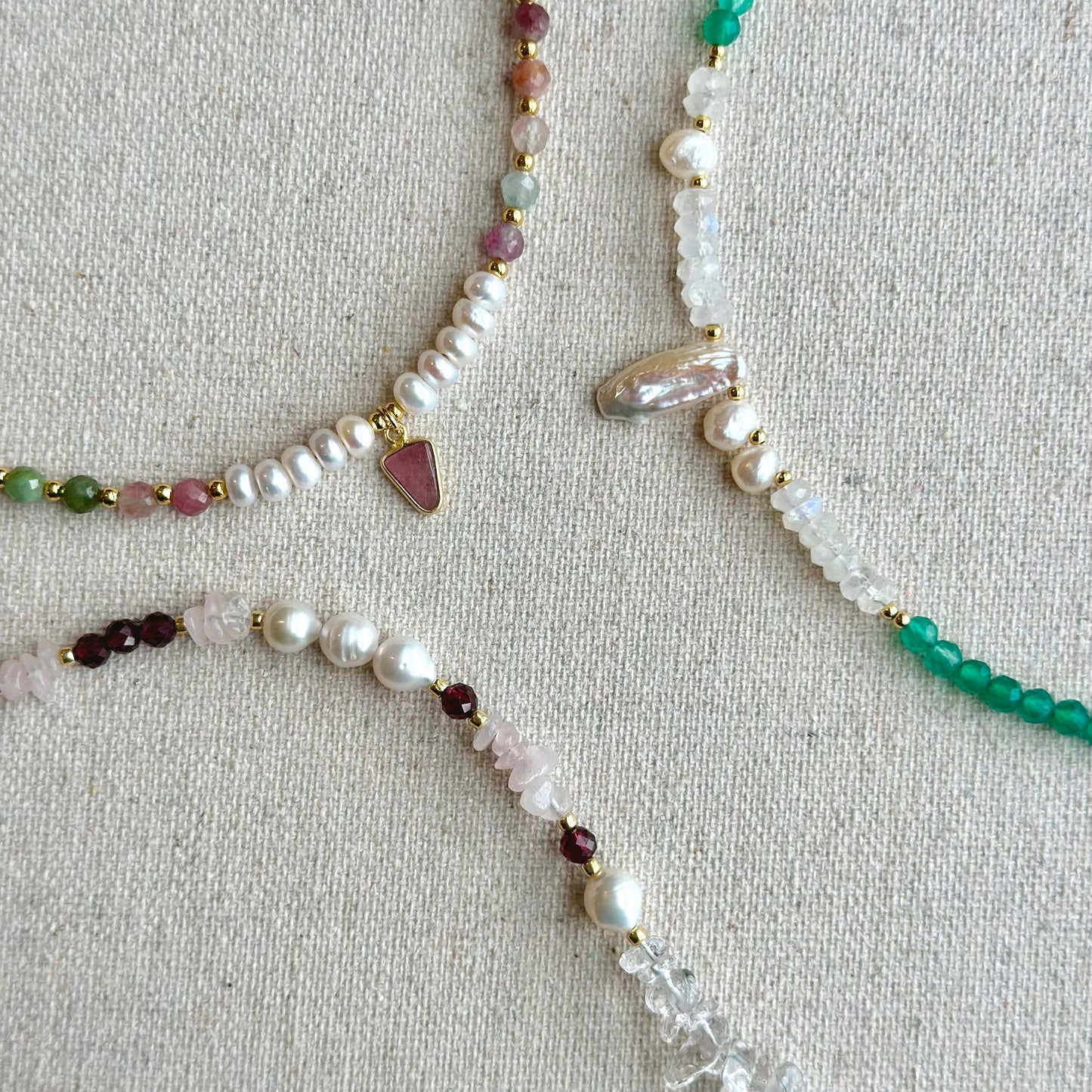 Tourmaline And Freshwater Pearl Beaded Choker Necklace