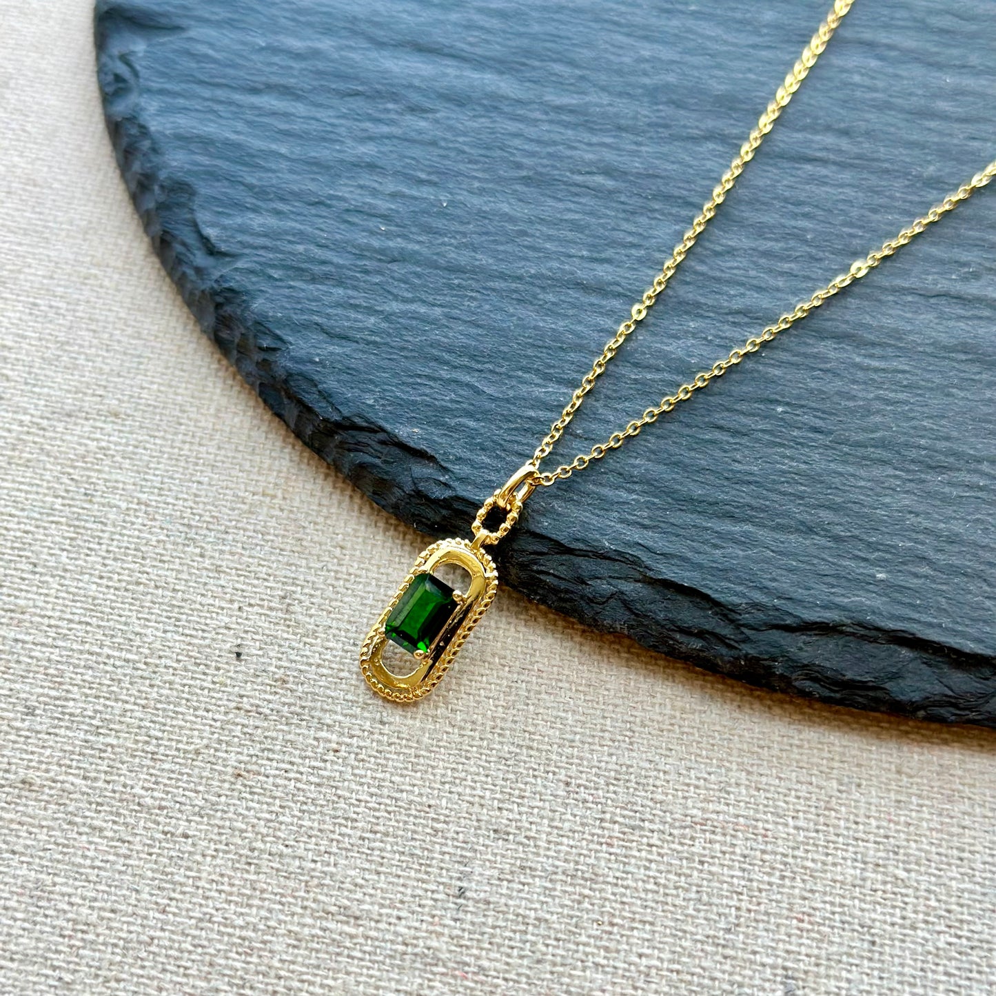 Diopside Pendant Gold-plated Sterling Silver Necklace