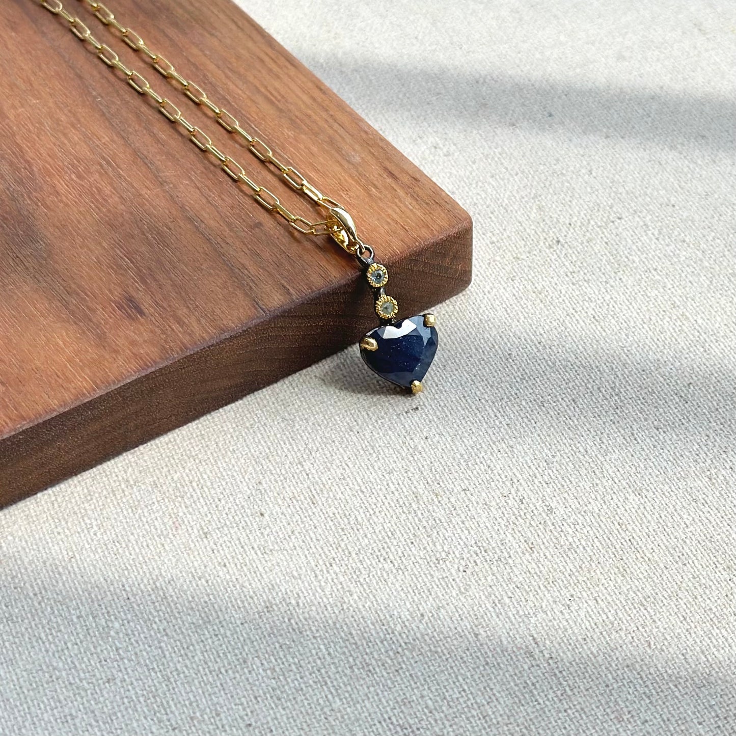 Sapphire Heart And Topaz Gold-plated Italian Sterling Silver Necklace