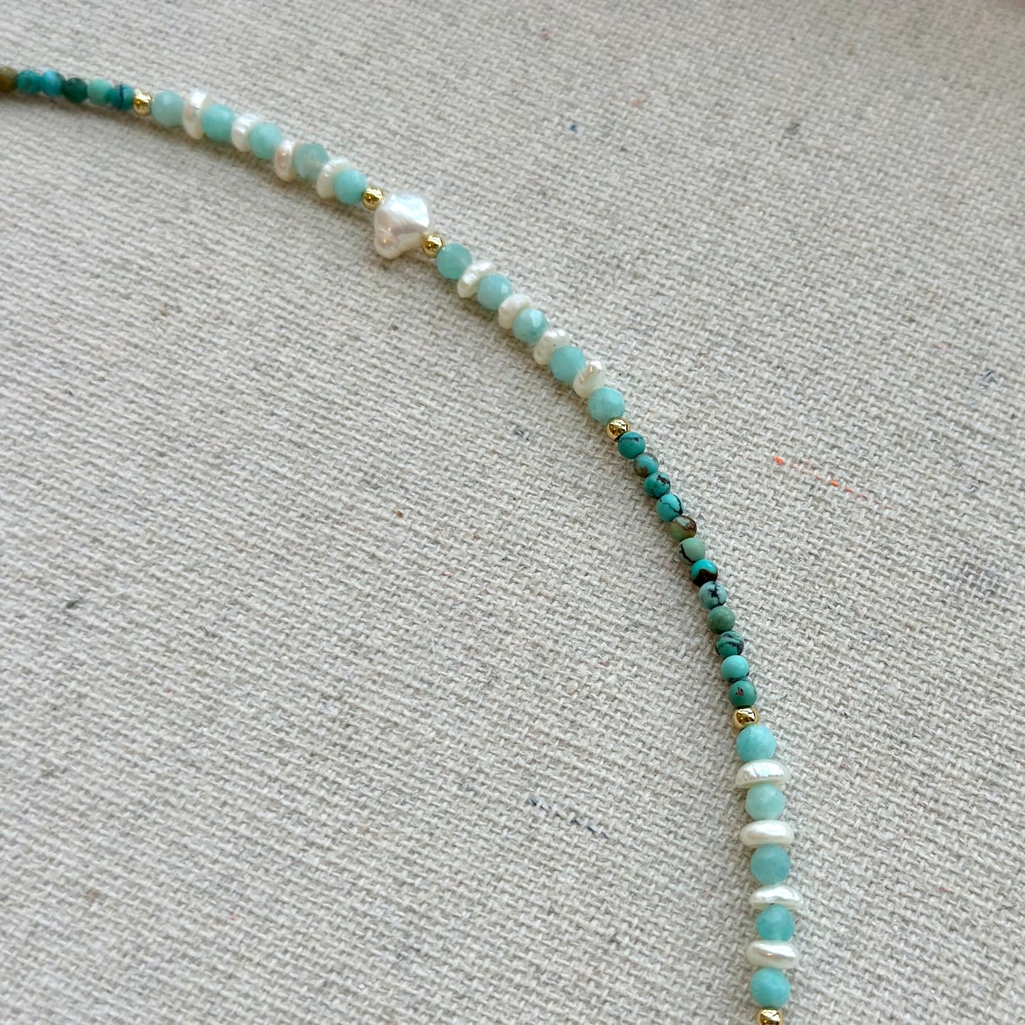 Agate Pendant Mixed Turquoise And Amazonite Beaded Choker Necklace