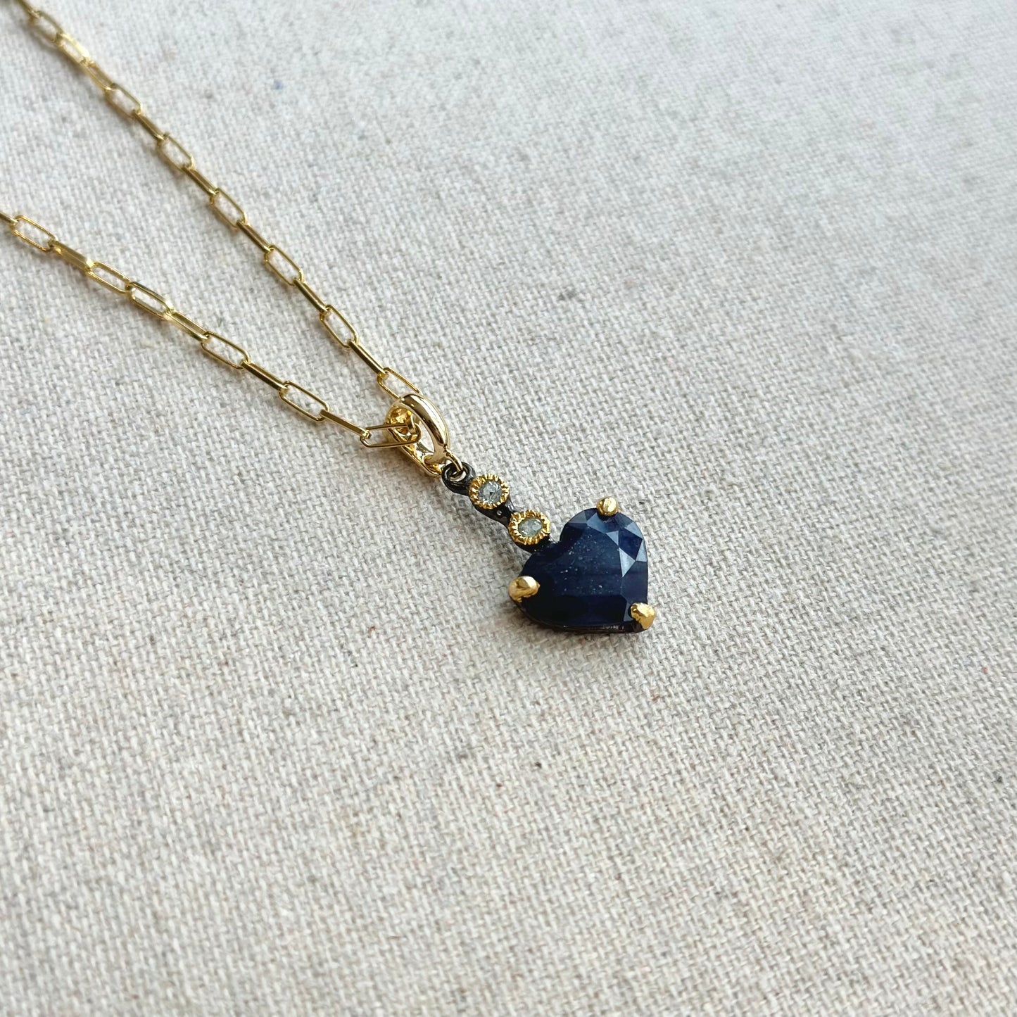 Sapphire Heart And Topaz Gold-plated Italian Sterling Silver Necklace