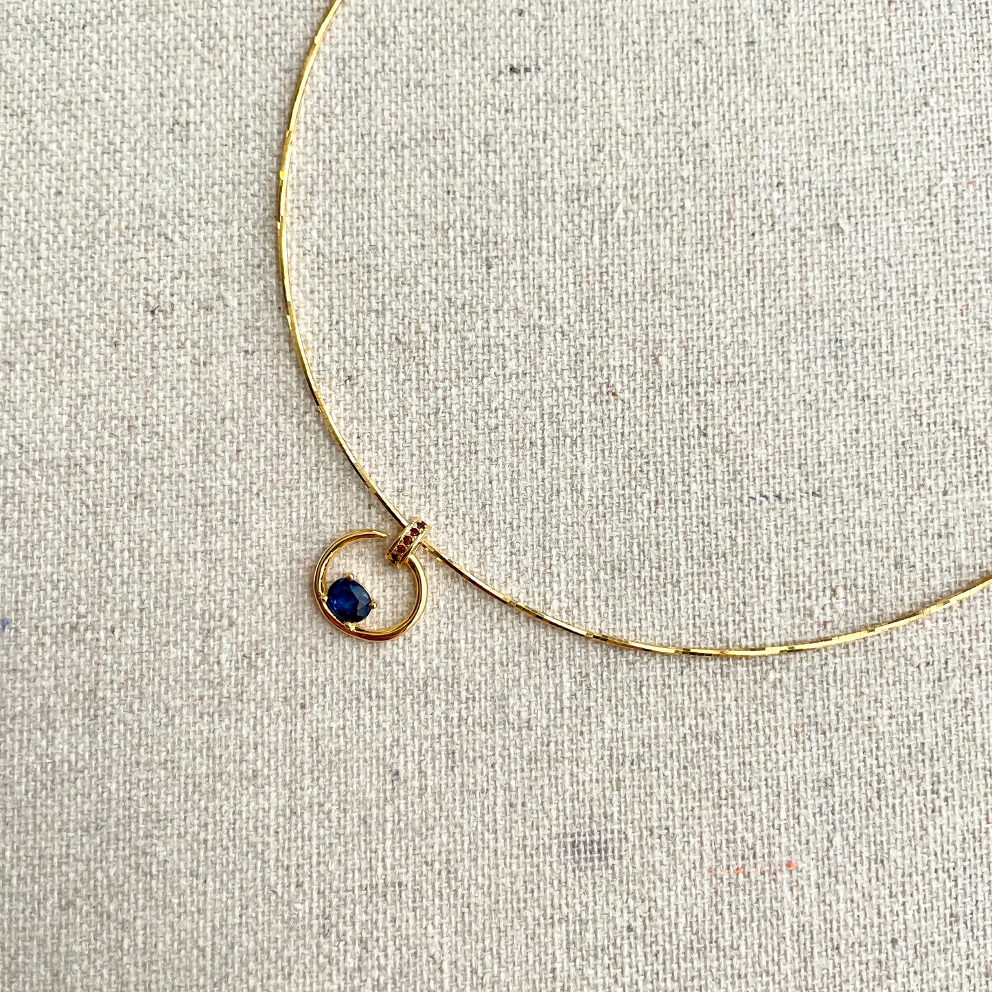 Sapphire And Garnet Choker Wire Gold-plated Necklace