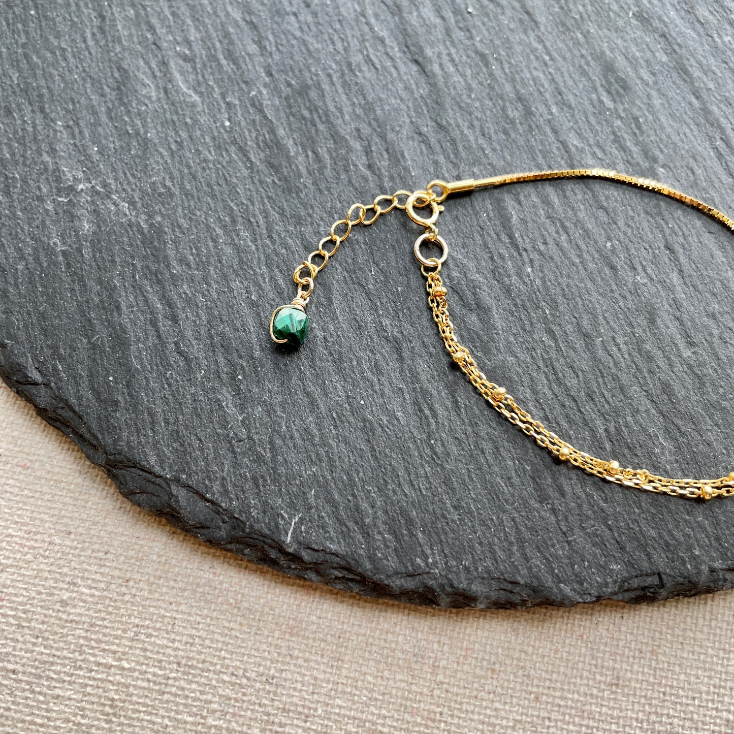 Green Druzy Stone Adjustable Bracelet