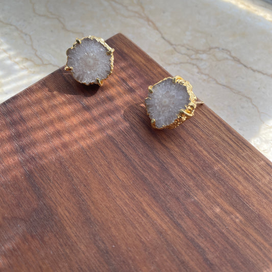 White Agate Ear Stud