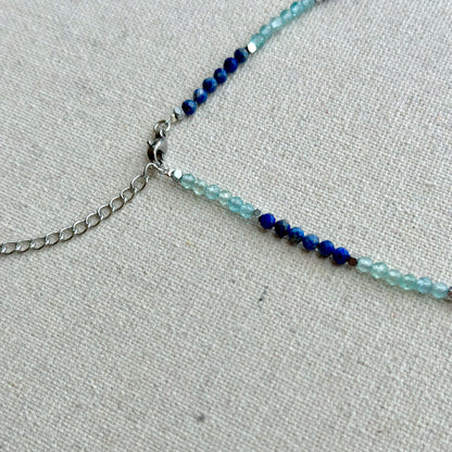 Apatite And Lapis Beaded Choker Necklace