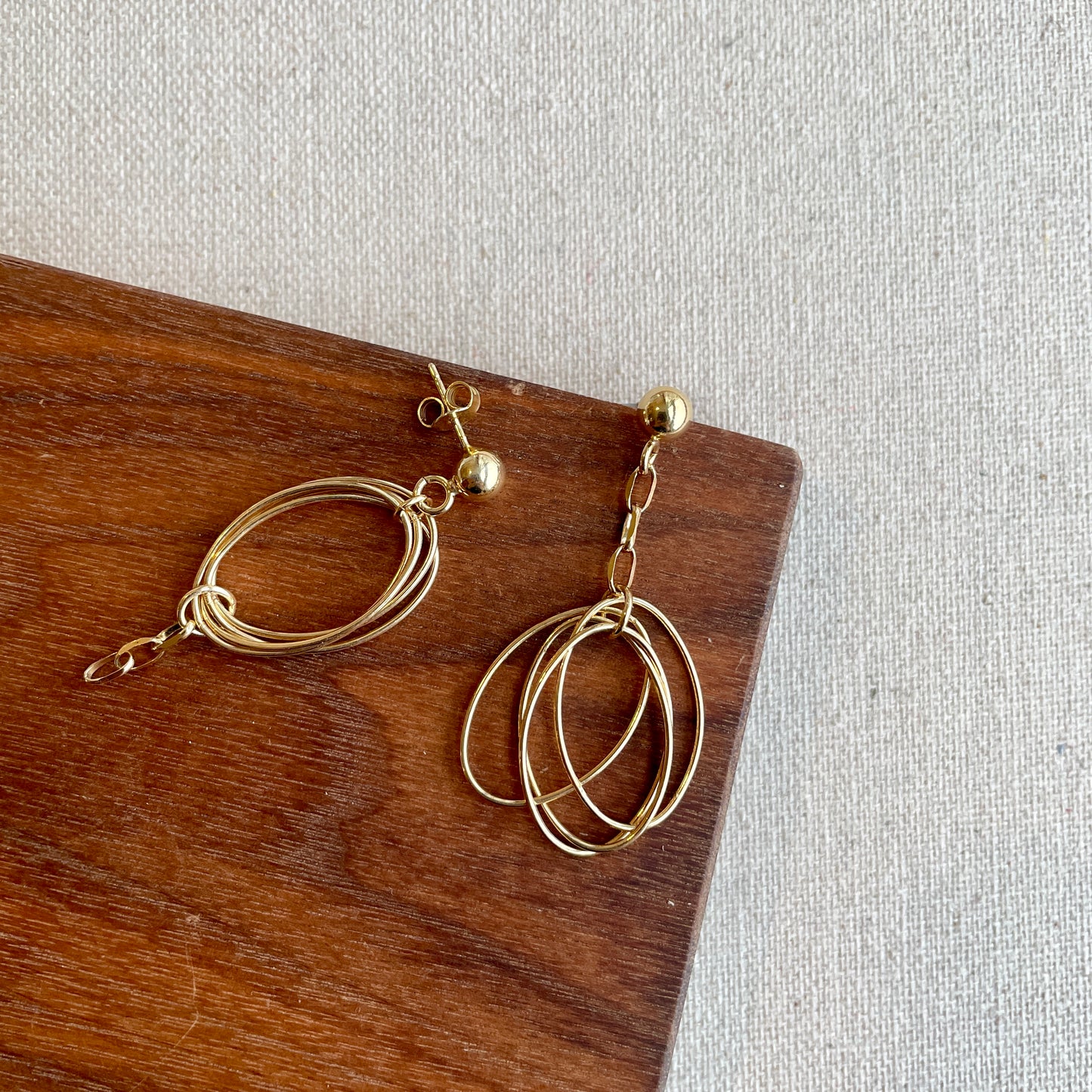 Gold-plated Italian Sterling Silver Oval Drop Earring