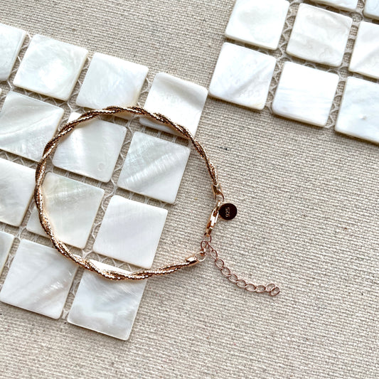 Rose Gold-plated Italian Sterling Silver Braided Bracelet