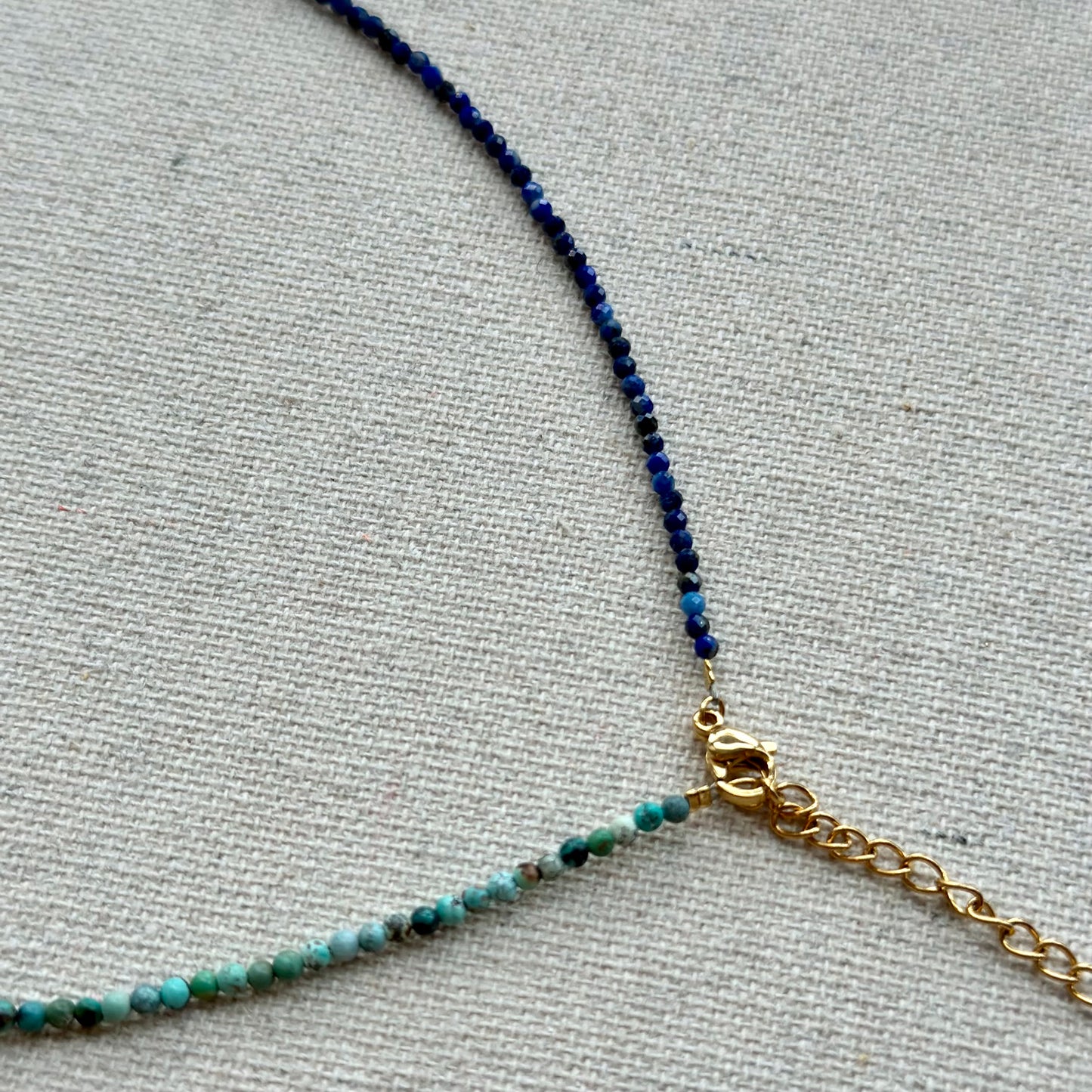 Turquoise And Lapis Mixed Freshwater Pearl Gold-plated Beaded Choker Necklace