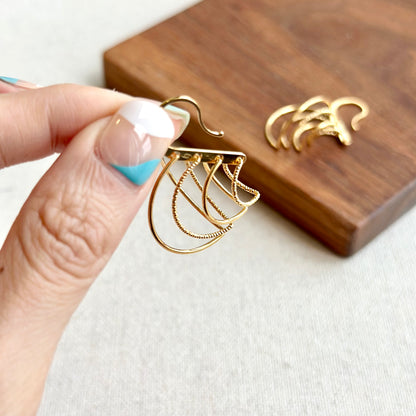 Leaves Gold-plated Italian Sterling Silver Hoop Earring
