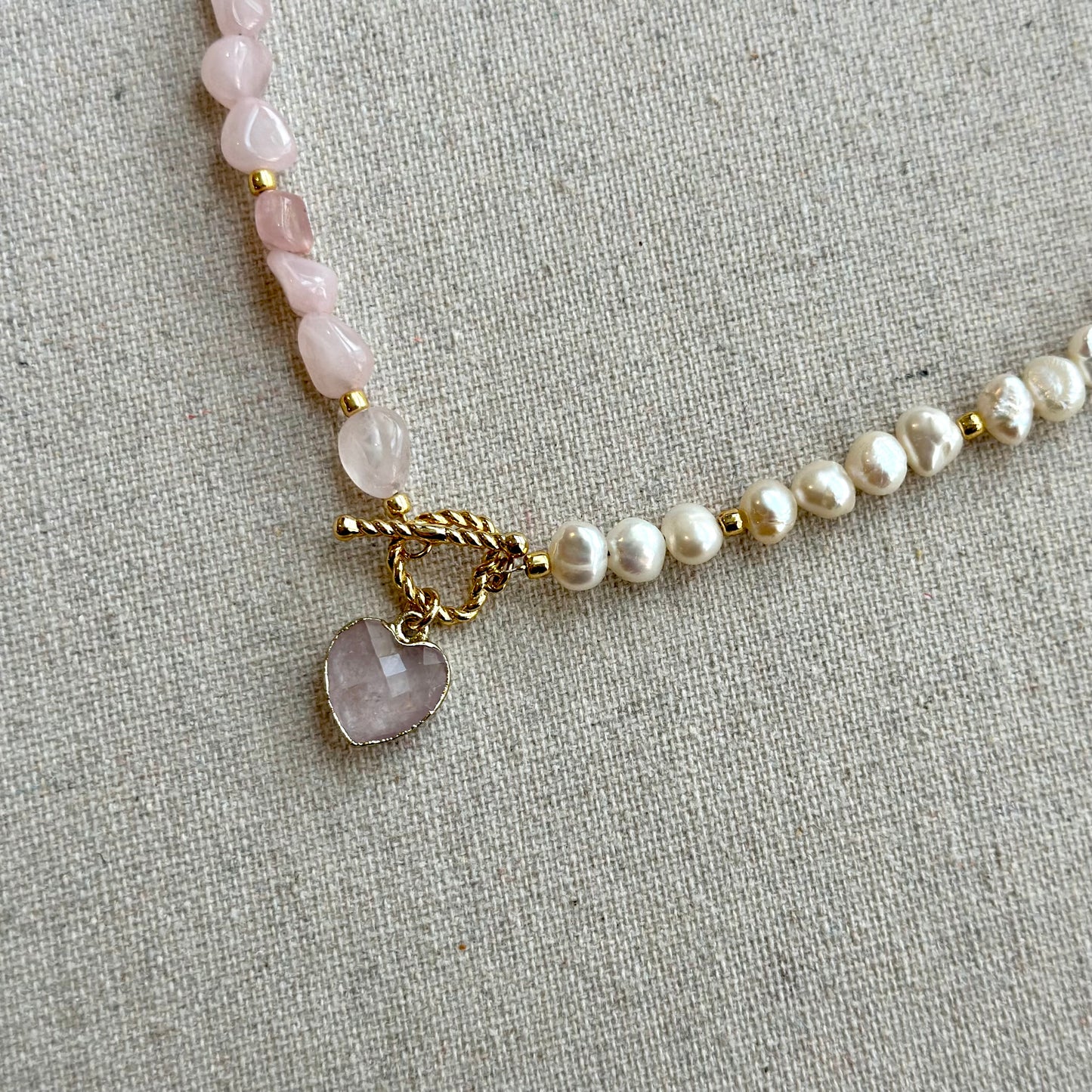 Rose Quartz And Baroque Pearl Beaded Choker Necklace