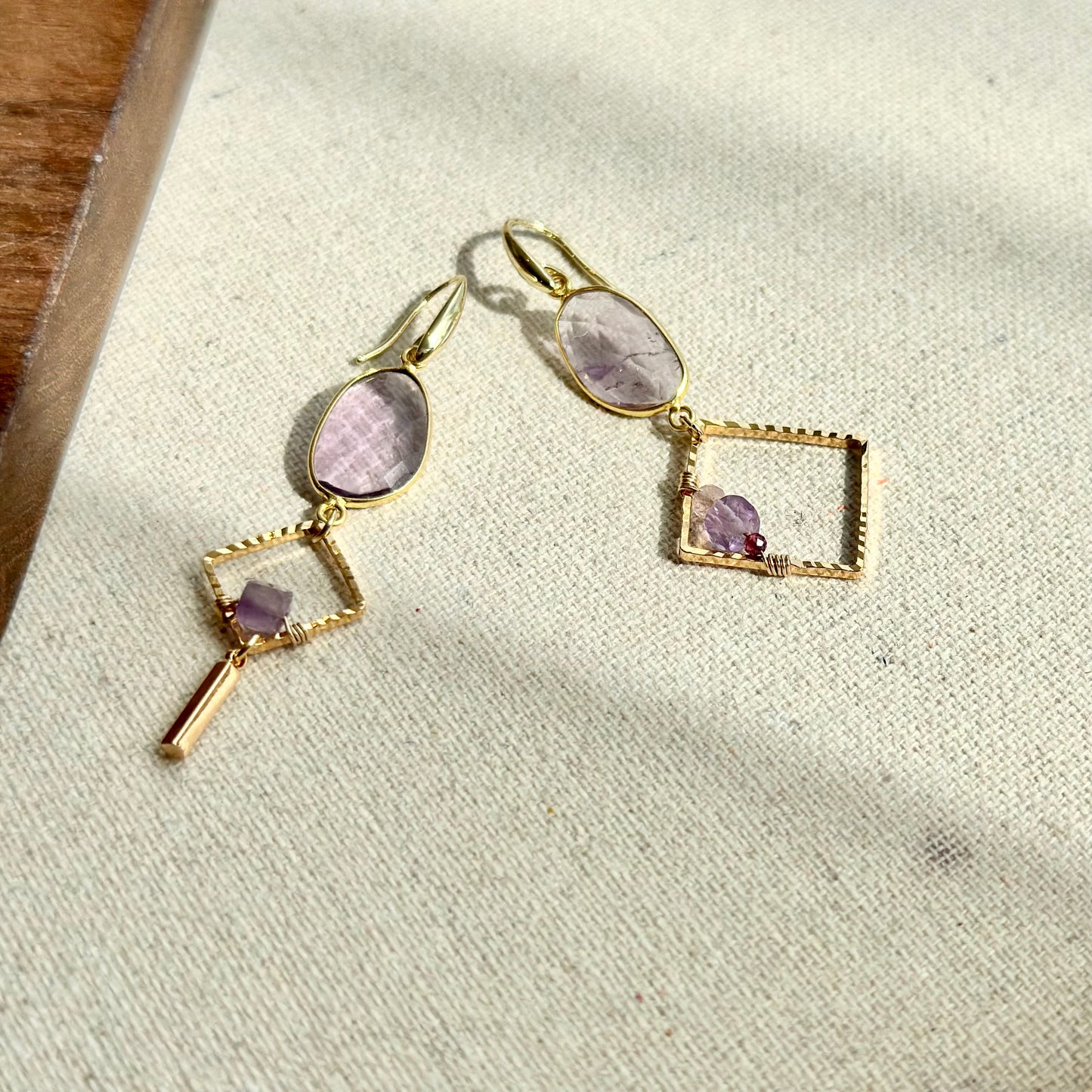 Ametrine Wire Wrapping Mixed Stones Gold-plated Earring