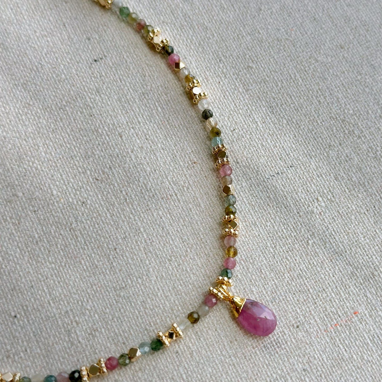 Tourmaline Mixed Beaded And Pink Tourmaline Necklace