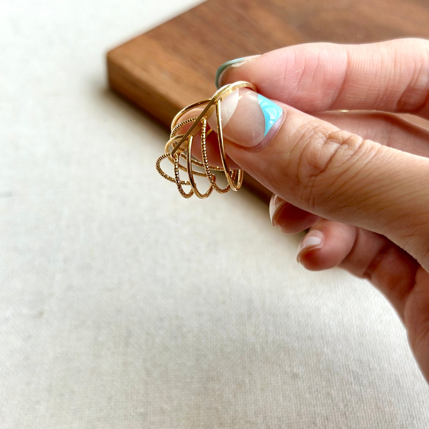 Leaves Gold-plated Italian Sterling Silver Hoop Earring