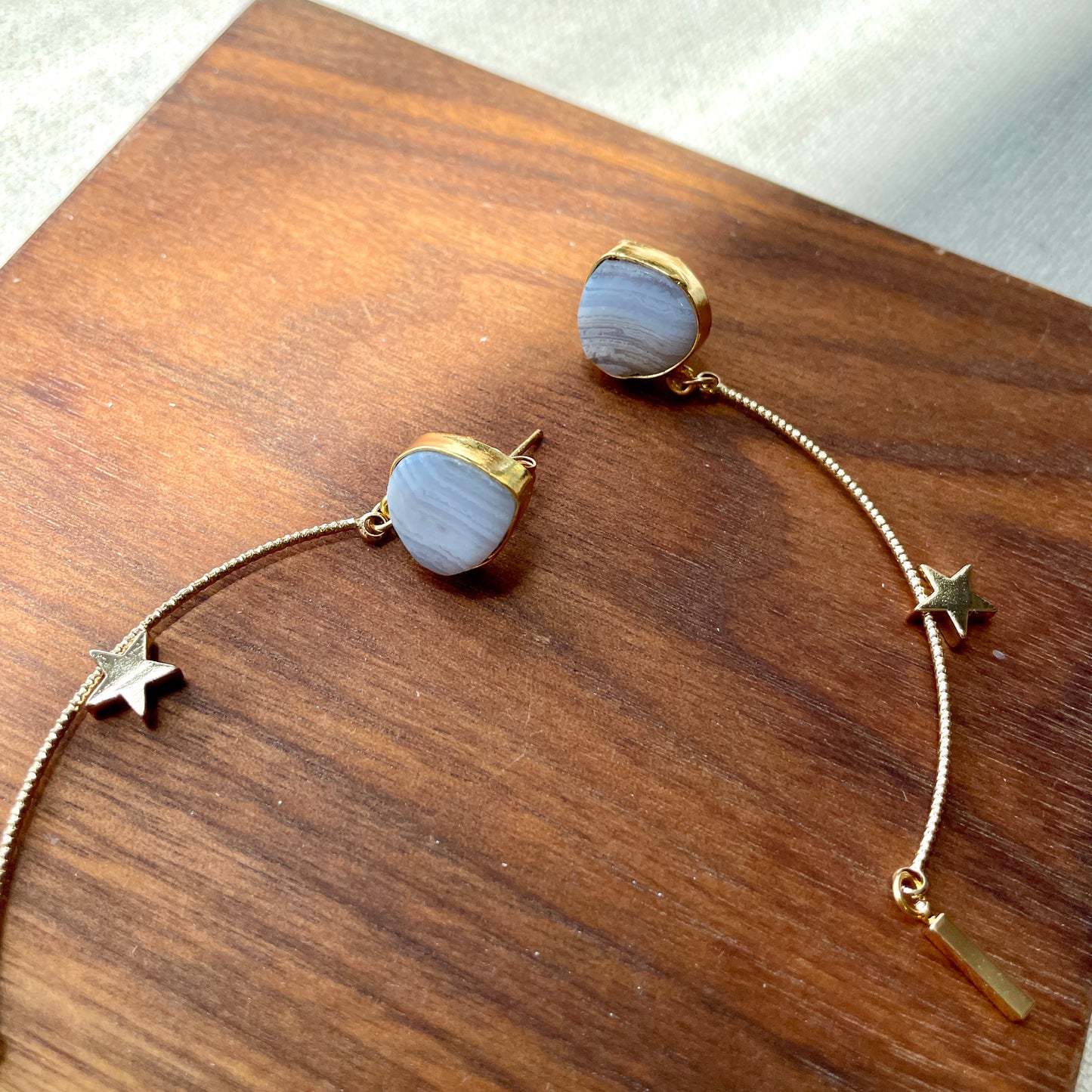 blue lace agate earring