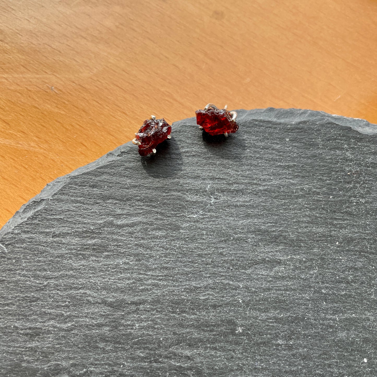 Garnet Raw Stone Two-way Dangling Earring