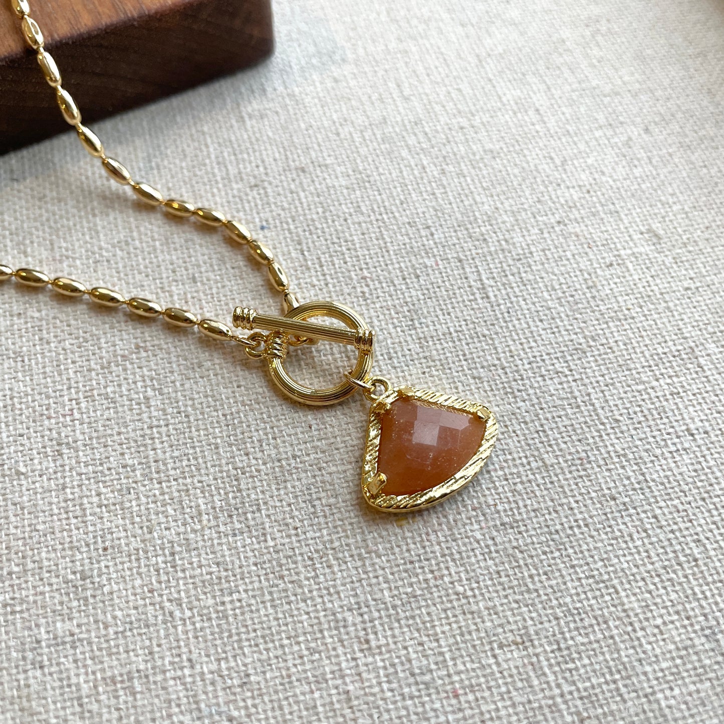 Sunstone Rice Chain Gold-plated Necklace