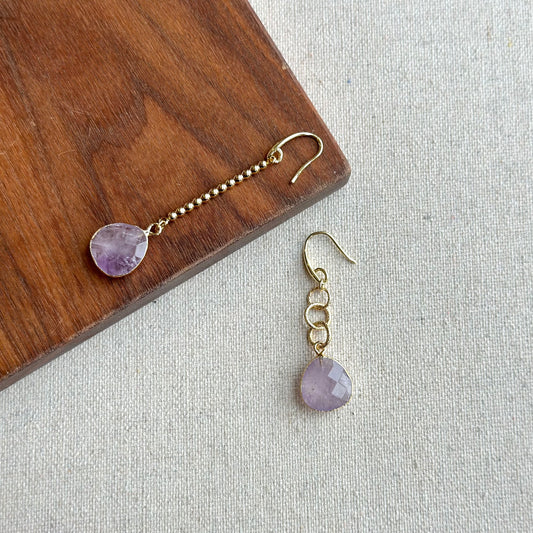 Amethyst Drop Dangle Gold-plated Earring