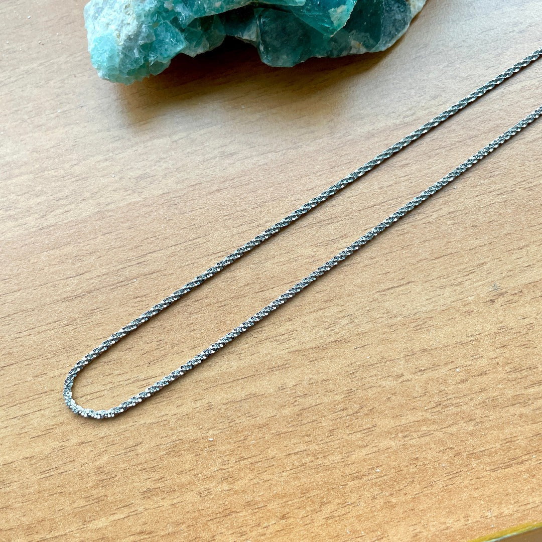 Italian Sterling Silver Glitter Twisted Chain Necklace