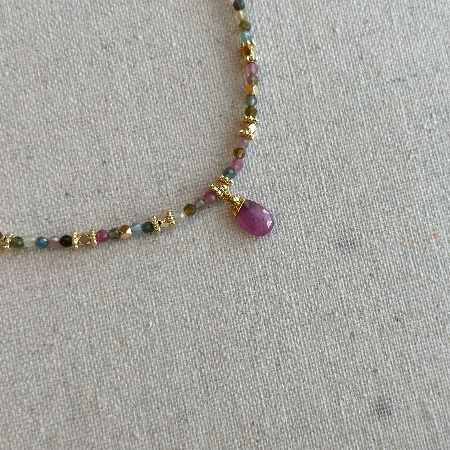 Tourmaline Mixed Beaded And Pink Tourmaline Necklace