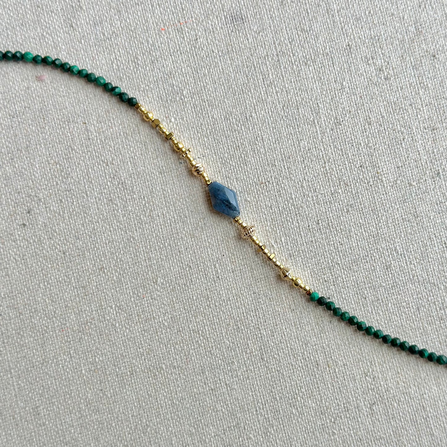 Malachite and Sodalite Beaded Choker Necklace