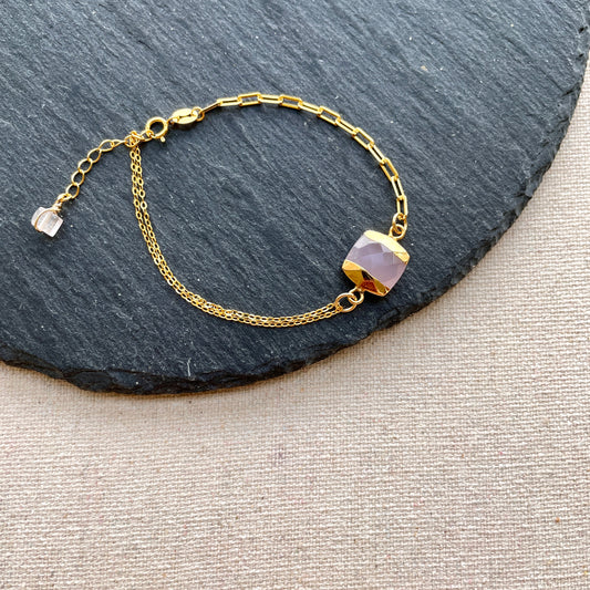 Pink Chalcedony Adjustable Bracelet